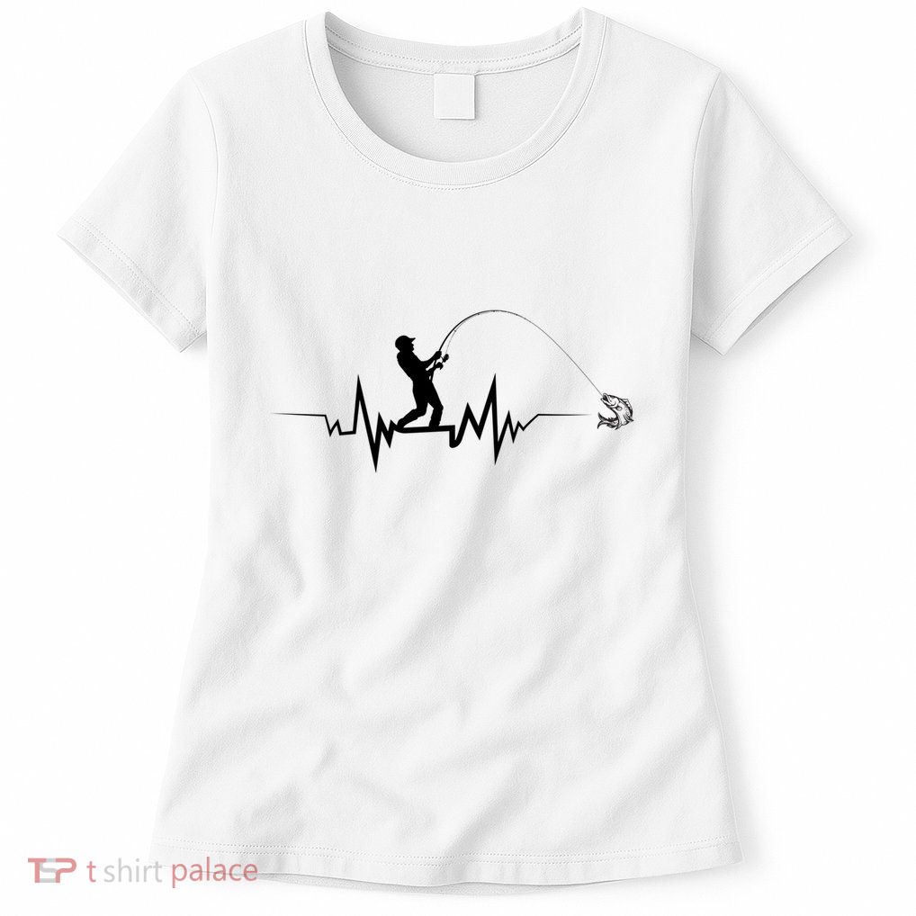 Funny Design For Fisherman Fishing Heartbeat Gift Womens T-Shirt
