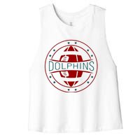 Funny Dolphins Football Gift For Miami Fan Sport Women's Racerback Cropped Tank