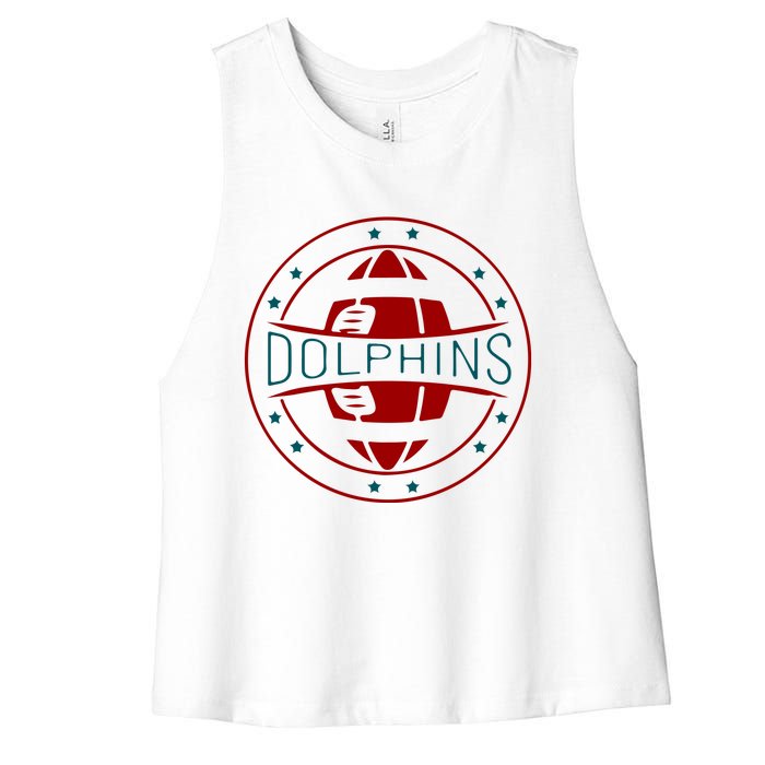 Funny Dolphins Football Gift For Miami Fan Sport Women's Racerback Cropped Tank