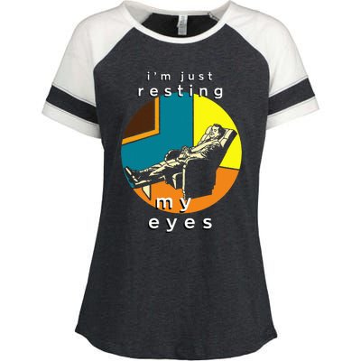 FatherS Day Funny IM Just Resting My Eyes Enza Ladies Jersey Colorblock Tee