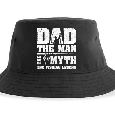 Father's Day Funny Dad The Man The Myth The Fishing Legend Gift Fishing Dad Sustainable Bucket Hat