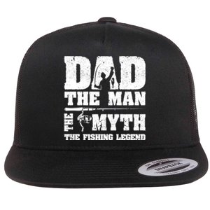 Father's Day Funny Dad The Man The Myth The Fishing Legend Gift Fishing Dad Flat Bill Trucker Hat