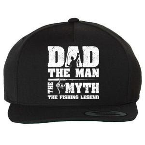 Father's Day Funny Dad The Man The Myth The Fishing Legend Gift Fishing Dad Wool Snapback Cap