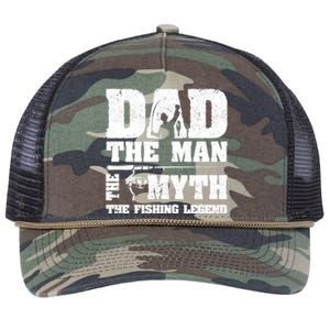 Father's Day Funny Dad The Man The Myth The Fishing Legend Gift Fishing Dad Retro Rope Trucker Hat Cap