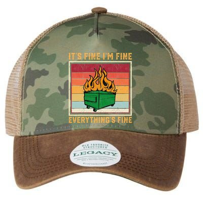 Funny Dumpster Fire It’s Fine I’m Fine Everything’s  Legacy Tie Dye Trucker Hat
