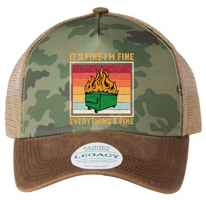 Funny Dumpster Fire It’s Fine I’m Fine Everything’s  Legacy Tie Dye Trucker Hat