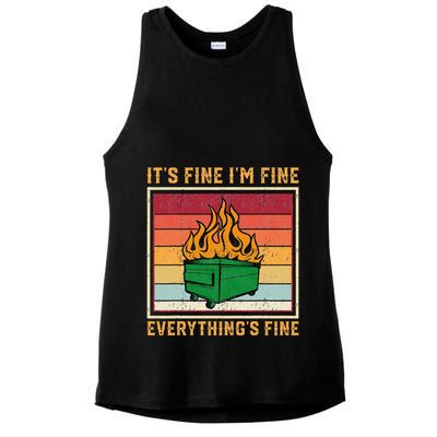 Funny Dumpster Fire It’s Fine I’m Fine Everything’s  Ladies PosiCharge Tri-Blend Wicking Tank