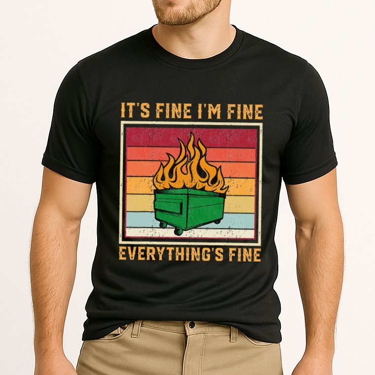Funny Dumpster Fire It’s Fine I’m Fine Everything’s  Performance Shirt