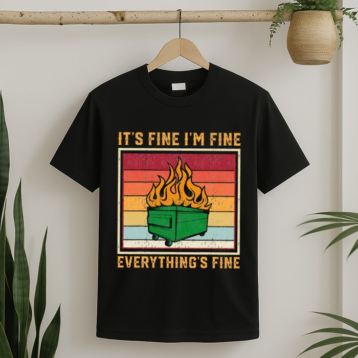Funny Dumpster Fire It’s Fine I’m Fine Everything’s  T-Shirt