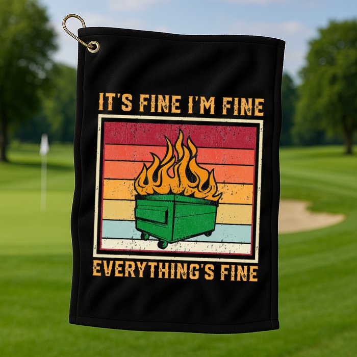 Funny Dumpster Fire It’s Fine I’m Fine Everything’s  Golf Towel
