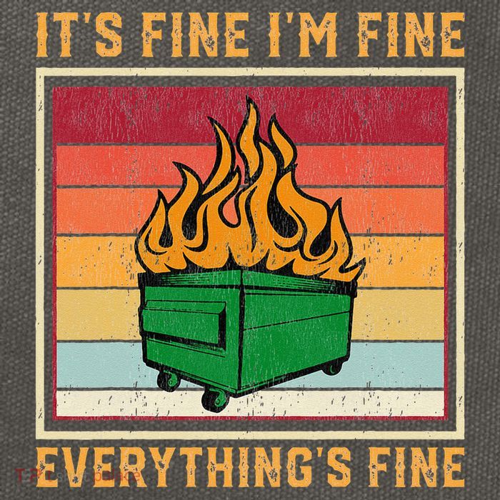 Funny Dumpster Fire It’s Fine I’m Fine Everything’s  Cotton Canvas Backpack