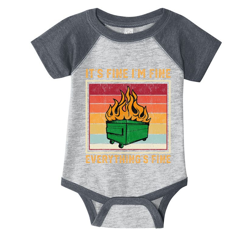 Funny Dumpster Fire It’s Fine I’m Fine Everything’s  Infant Baby Jersey Bodysuit