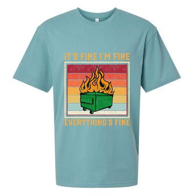 Funny Dumpster Fire It’s Fine I’m Fine Everything’s  Sueded Cloud Jersey T-Shirt