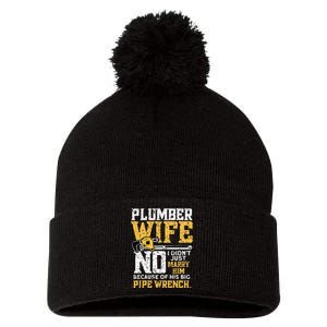 Funny Design For Plumber Wife Plumbing Pipefitters Plumber Pom Pom 12in Knit Beanie