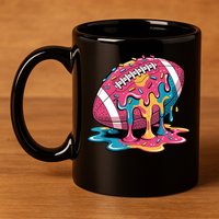 Football Drip For Lineman WR QB RB Ice Cream Sprinkles 11oz C Handle Ceramic Mug