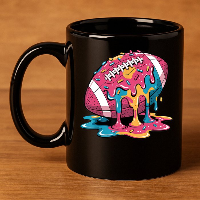 Football Drip For Lineman WR QB RB Ice Cream Sprinkles 11oz C Handle Ceramic Mug