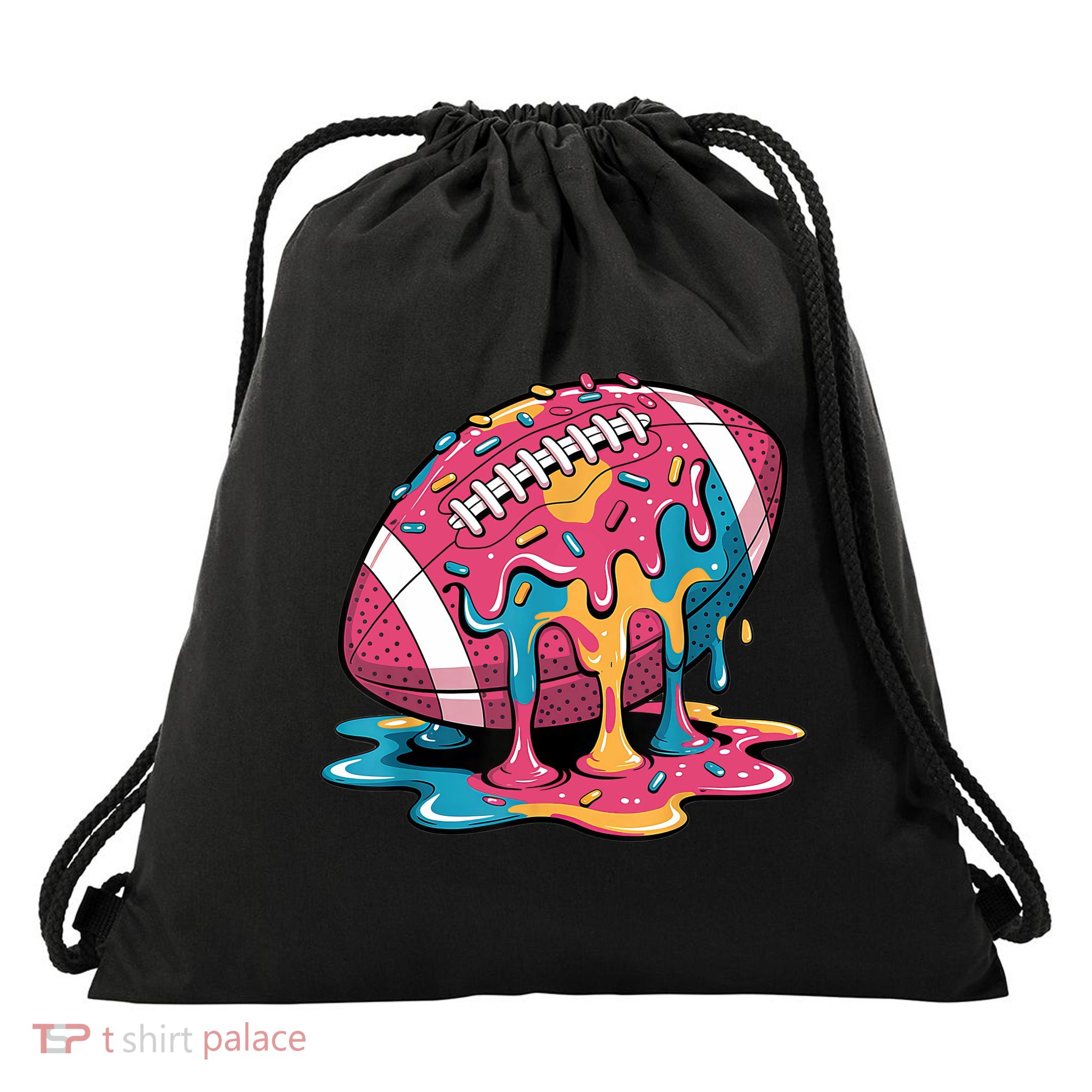 Football Drip For Lineman WR QB RB Ice Cream Sprinkles Drawstring Bag