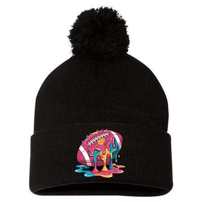 Football Drip For Lineman WR QB RB Ice Cream Sprinkles Pom Pom 12in Knit Beanie