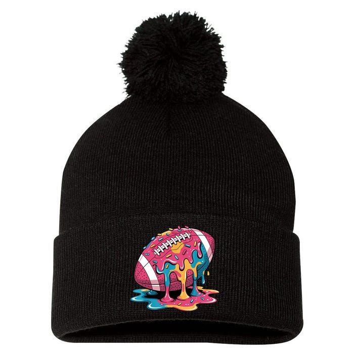 Football Drip For Lineman WR QB RB Ice Cream Sprinkles Pom Pom 12in Knit Beanie