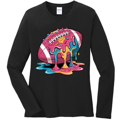 Football Drip For Lineman WR QB RB Ice Cream Sprinkles Ladies Long Sleeve Shirt