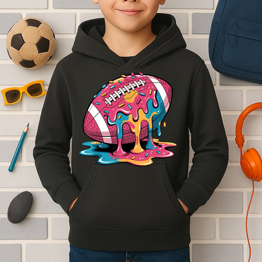 Football Drip For Lineman WR QB RB Ice Cream Sprinkles Kids Hoodie