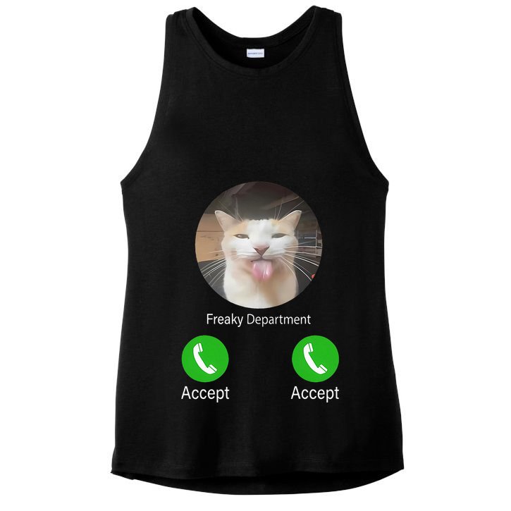 Freaky Department Funny Cat Meme Ladies PosiCharge Tri-Blend Wicking Tank