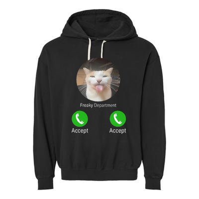 Freaky Department Funny Cat Meme Garment-Dyed Fleece Hoodie