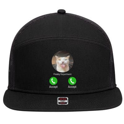 Freaky Department Funny Cat Meme 7 Panel Mesh Trucker Snapback Hat