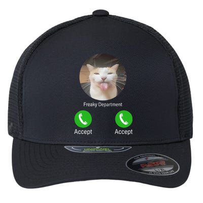 Freaky Department Funny Cat Meme Flexfit Unipanel Trucker Cap