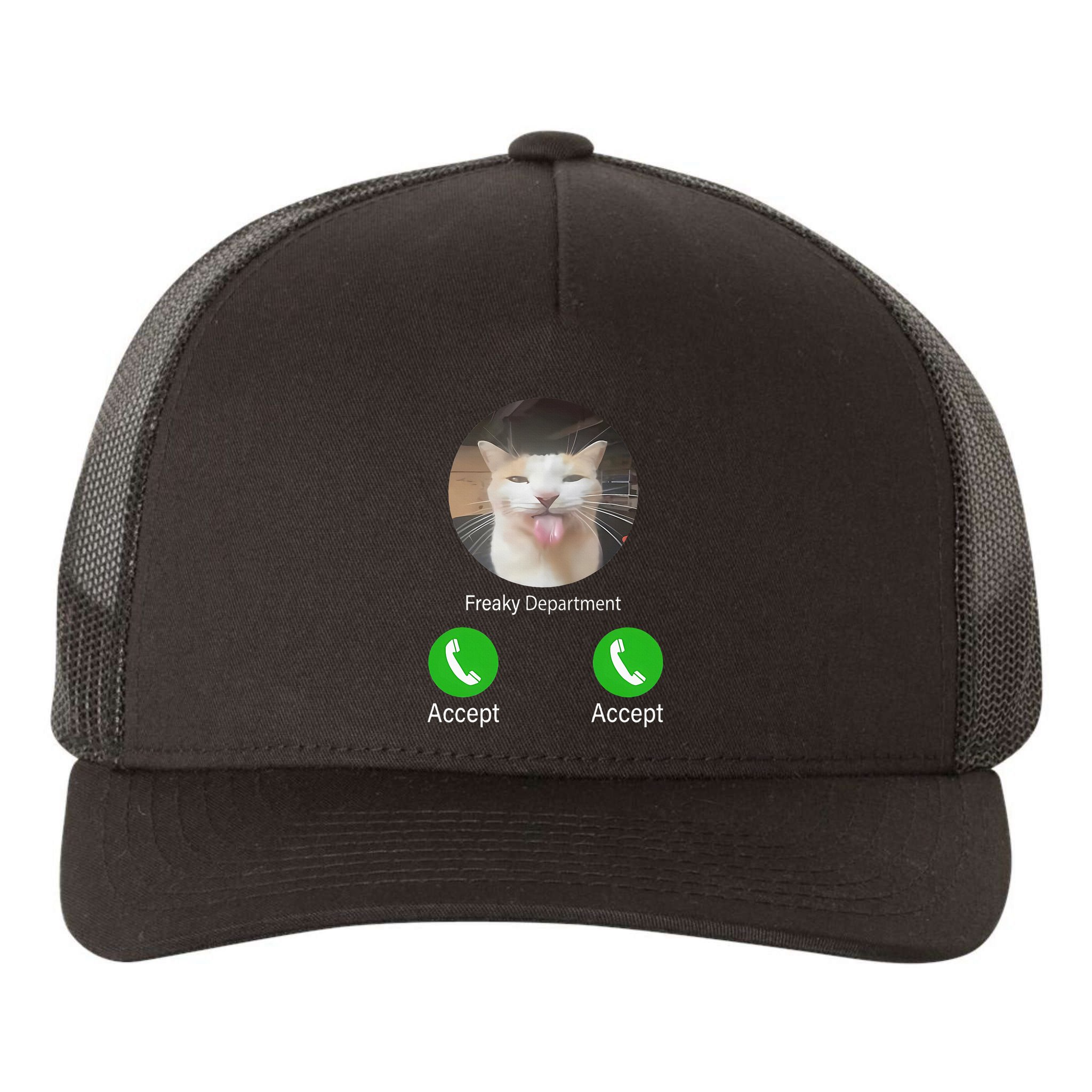 Freaky Department Funny Cat Meme Yupoong Adult 5-Panel Trucker Hat