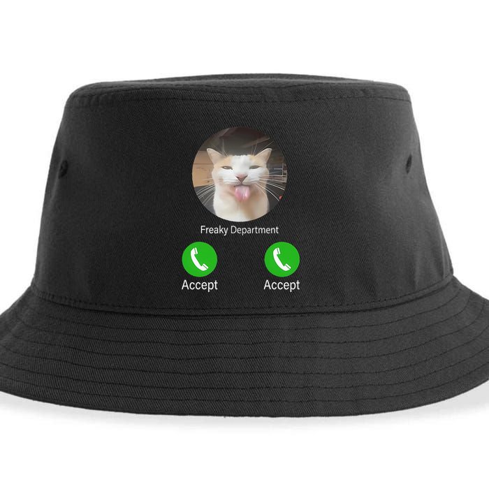 Freaky Department Funny Cat Meme Sustainable Bucket Hat