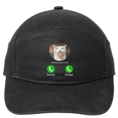 Freaky Department Funny Cat Meme 7-Panel Snapback Hat