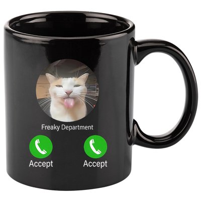 Freaky Department Funny Cat Meme 11oz C Handle Ceramic Mug
