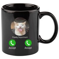 Freaky Department Funny Cat Meme 11oz C Handle Ceramic Mug
