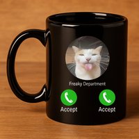 Freaky Department Funny Cat Meme 11oz C Handle Ceramic Mug