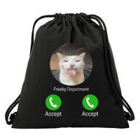 Freaky Department Funny Cat Meme Drawstring Bag