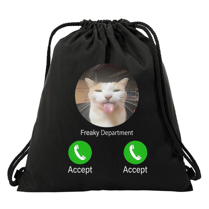 Freaky Department Funny Cat Meme Drawstring Bag