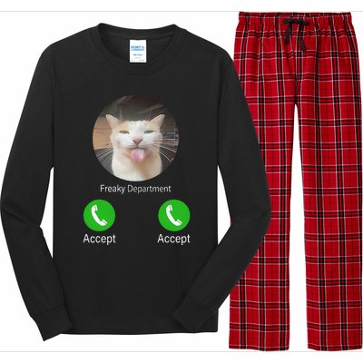 Freaky Department Funny Cat Meme Long Sleeve Pajama Set