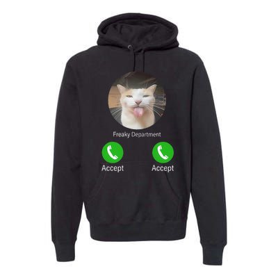 Freaky Department Funny Cat Meme Premium Hoodie