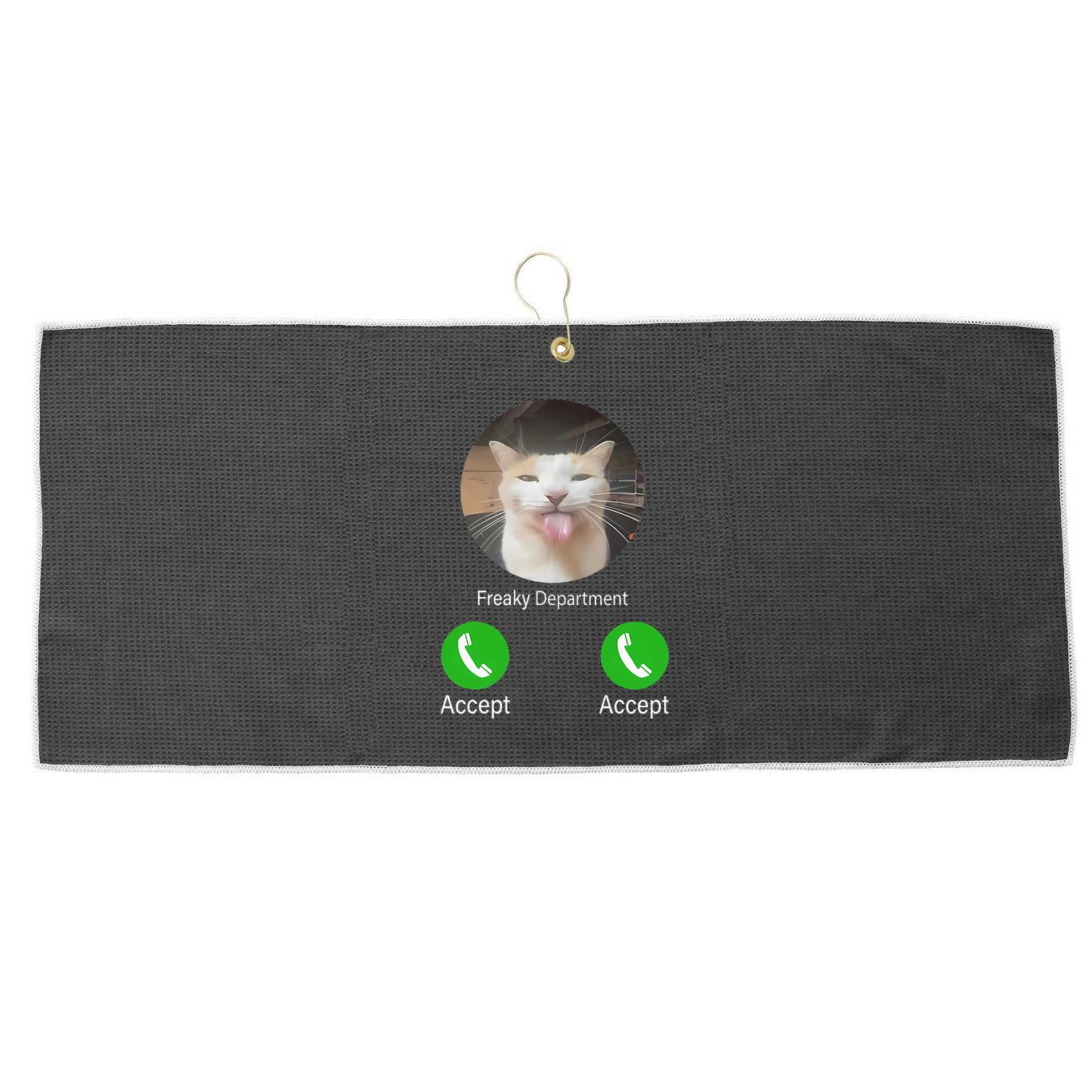 Freaky Department Funny Cat Meme Large Microfiber Waffle Golf Towel