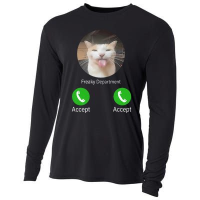 Freaky Department Funny Cat Meme Cooling Performance Long Sleeve Crew