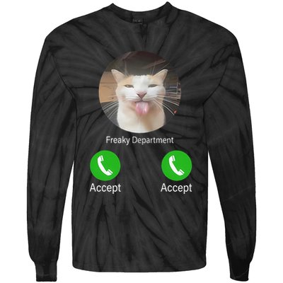 Freaky Department Funny Cat Meme Tie-Dye Long Sleeve Shirt