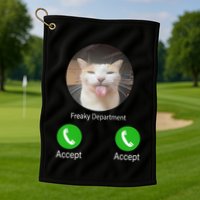 Freaky Department Funny Cat Meme Golf Towel
