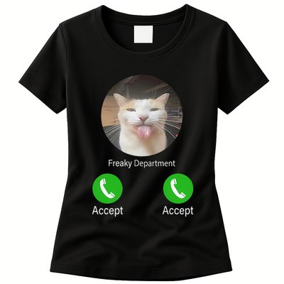 Freaky Department Funny Cat Meme Womens T-Shirt