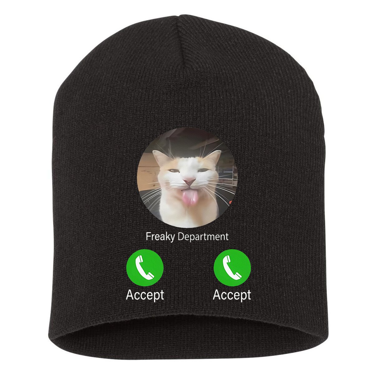 Freaky Department Funny Cat Meme Short Acrylic Beanie