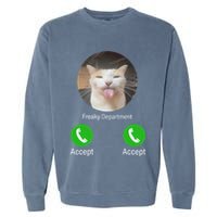 Freaky Department Funny Cat Meme Garment-Dyed Sweatshirt