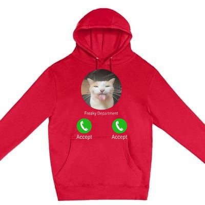 Freaky Department Funny Cat Meme Premium Pullover Hoodie