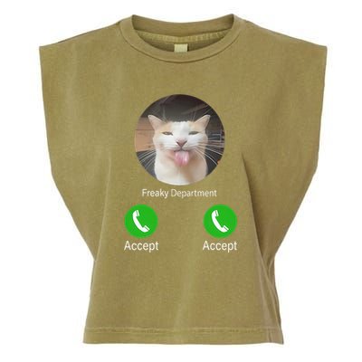 Freaky Department Funny Cat Meme Garment-Dyed Women's Muscle Tee