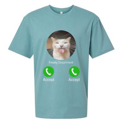 Freaky Department Funny Cat Meme Sueded Cloud Jersey T-Shirt