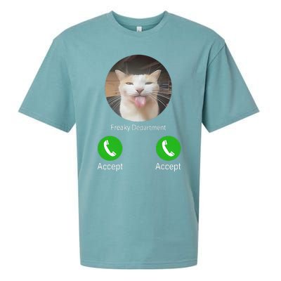 Freaky Department Funny Cat Meme Sueded Cloud Jersey T-Shirt